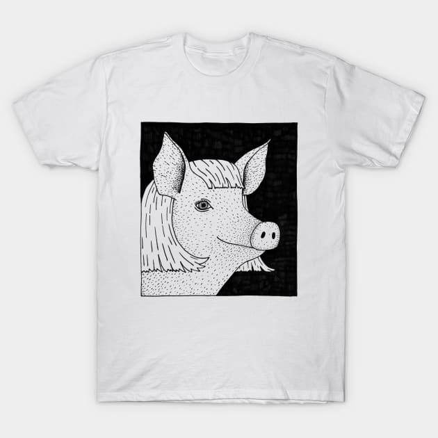 Pig In A Wig T-Shirt by martinascott